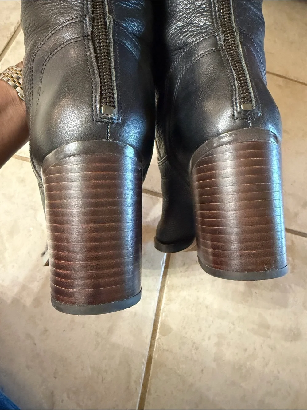 Franco Sarto Black Leather Over-the-Knee Boots WIDE CALF